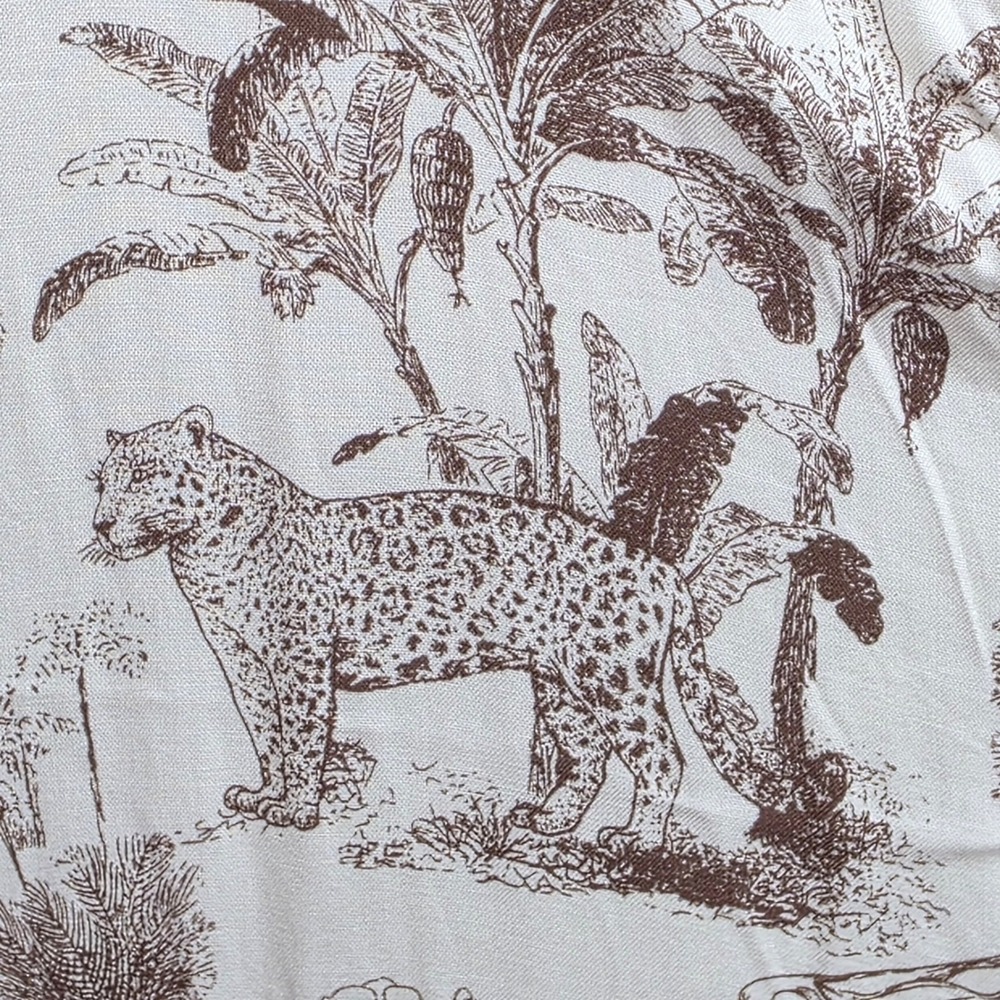 Cloth and Portrait Safari Toile Maxi Dress Sz XL Cream Leopard Tiered Jungle - Picture 8 of 12